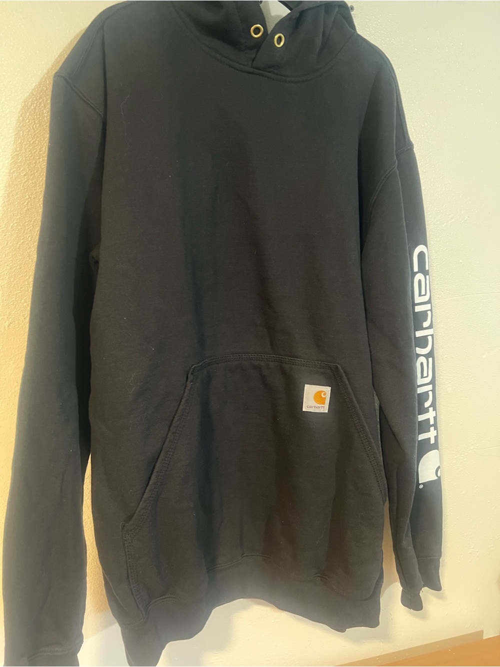 Carhartt Black Pullover Hoodie with Sleeve Logo